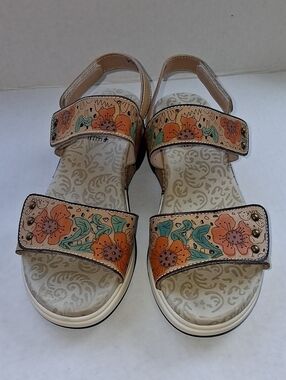 Spring Step Caitlina Sandals in Peach and Green Size EU 39/US 9